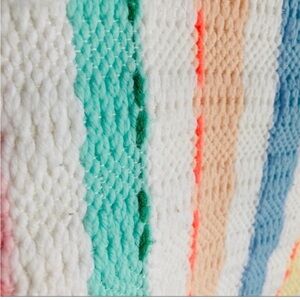 Hand Woven Baby Blanket Vintage 38” Square